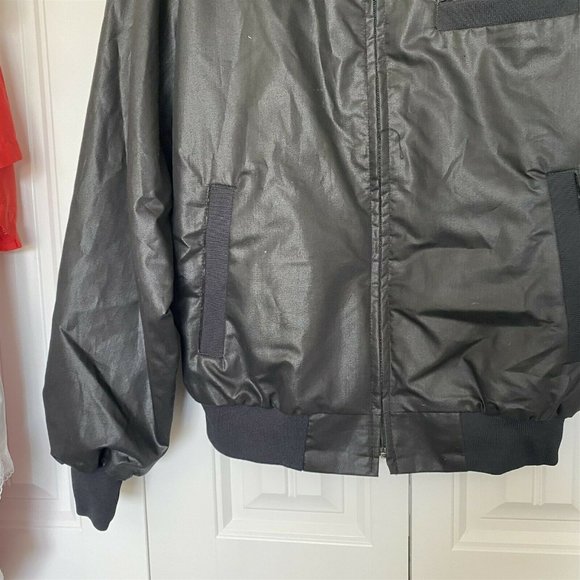 Vintage King Louie Bomber Jacket Paperworkers Spell Out Black Pro Fit M - Picture 3 of 8